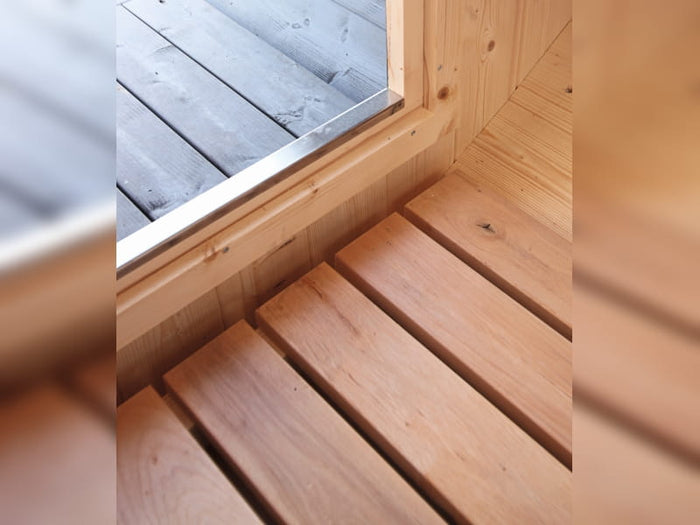 Wolff Finnhaus Saunafass Basic 280 montiert DS schwarz Anstrich Kiefer