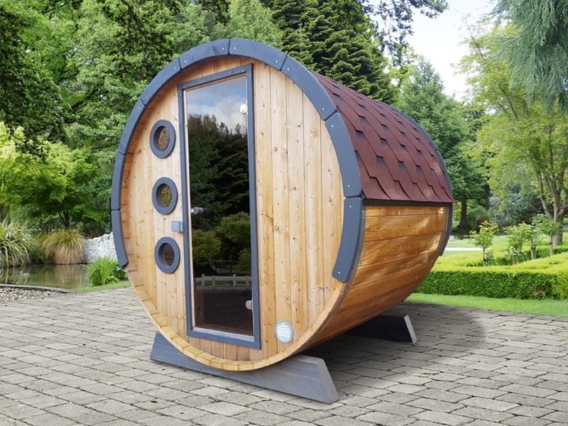 Wolff Finnhaus Saunafass Mini 160 als Bausatz inkl. roten Schindeln