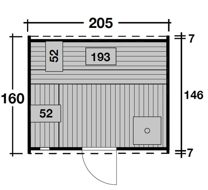 Wolff Finnhaus Saunafass Mini 160 Thermoholz komplett montiert inkl. schwarzen Schindeln