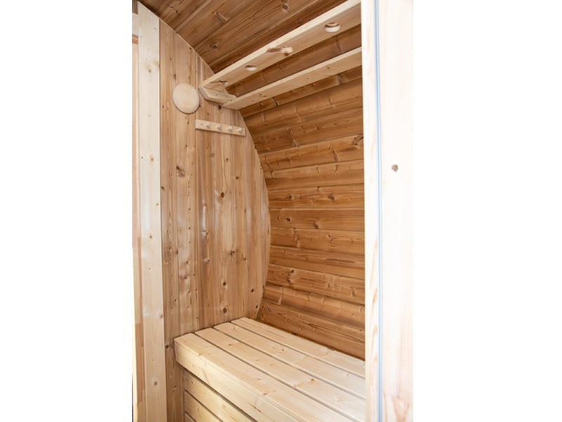 Wolff Finnhaus Saunafass Svenja 1 Premium Bausatz mit schwarzen Dachschindeln
