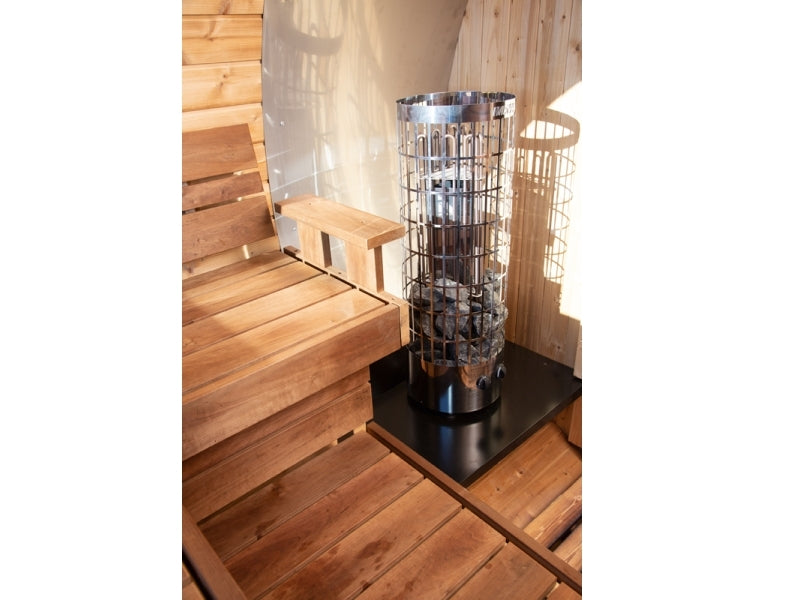 Wolff Finnhaus Saunafass Svenja 1 Premium Bausatz mit schwarzen Dachschindeln