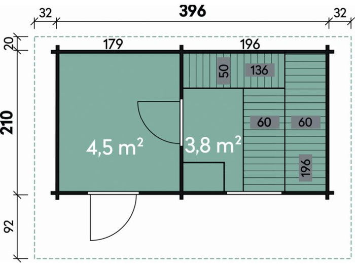 Wolff Finnhaus Saunahaus de luxe Sanna 70 -ohne Terrasse