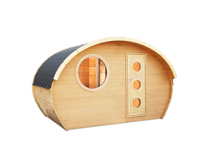 Wolff Finnhaus Saunahaus Steen Thermoholz als Bausatz mit schwarzen Dachschindeln
