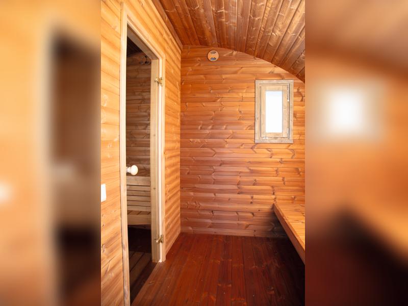 Wolff Finnhaus Saunahaus Steen Thermoholz als Bausatz mit schwarzen Dachschindeln