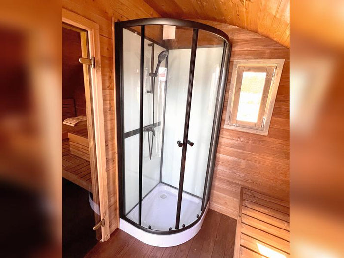 Wolff Finnhaus Saunahaus Steen Thermoholz als Bausatz mit schwarzen Dachschindeln