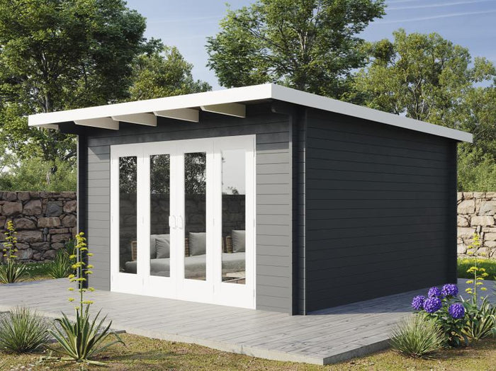 Wolff Finnhaus Tammo 3838,anthrazit 40 mm, inkl. Fußboden