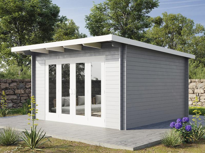 Wolff Finnhaus Tammo 3838,hellgrau, 40 mm, inkl. Fußboden