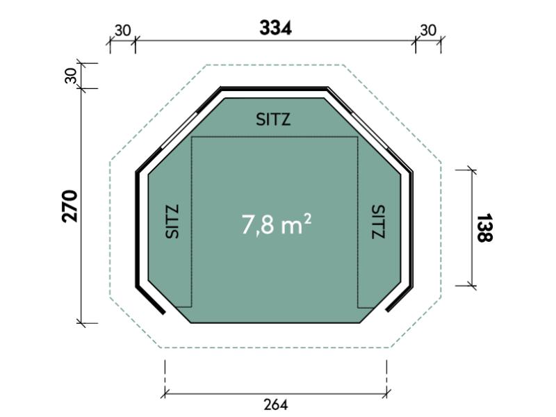 Wolff Finnhaus Wetterschutzhütte Wanja Betongrau mit Grill