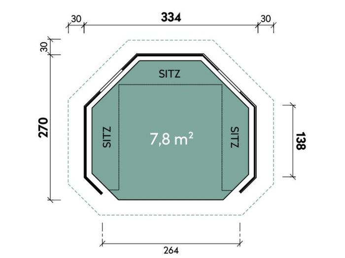 Wolff Finnhaus Wetterschutzhütte Wanja Betongrau mit Grill