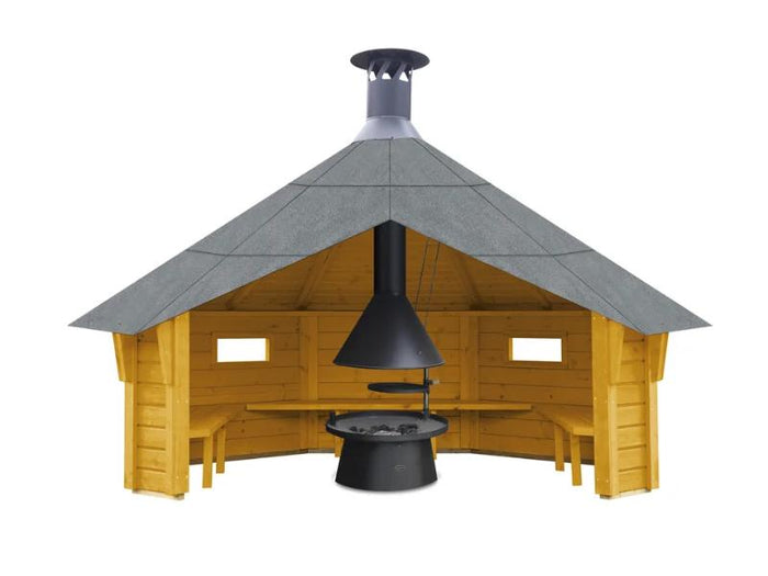 Wolff Finnhaus Wetterschutzhütte Wanja Eiche Rustikal mit Grill