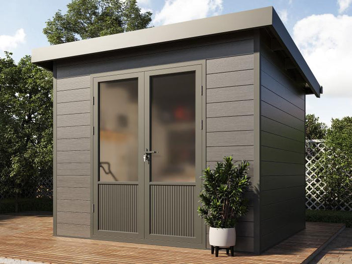 Wolff Finnhaus WPC-Haus Nives 2724, anthrazit/hellgrau