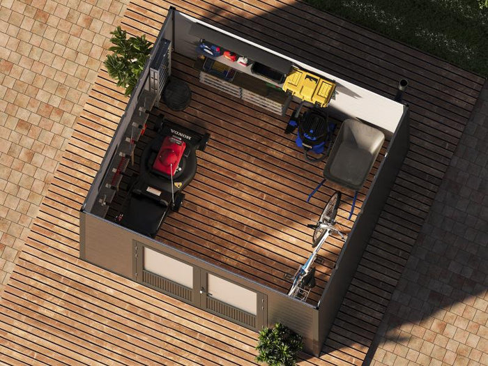 Wolff Finnhaus WPC-Haus Nives 2724, anthrazit/hellgrau