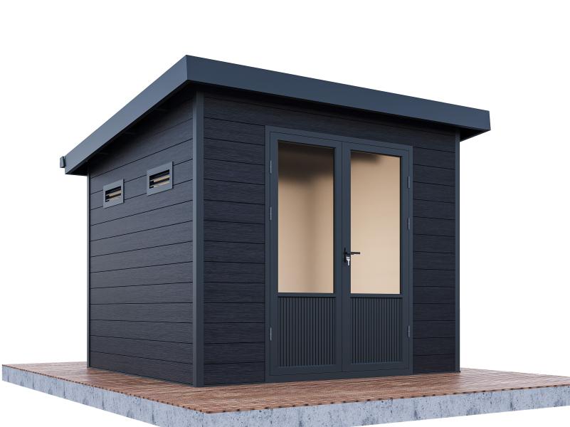 Wolff Finnhaus WPC-Haus Nives 2724, anthrazit/hellgrau