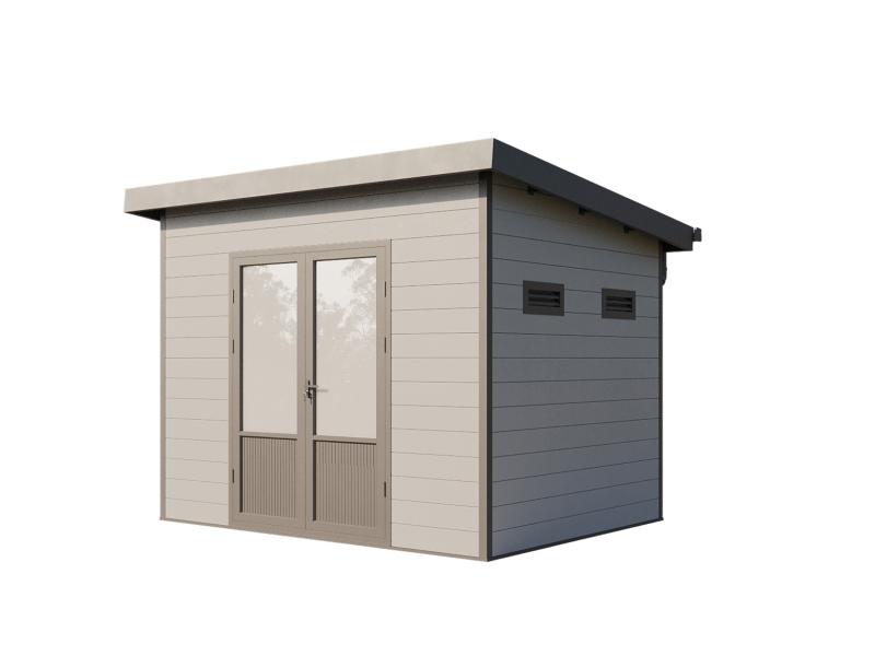 Wolff Finnhaus WPC-Haus Terra 3024 anthrazit/hellgrau