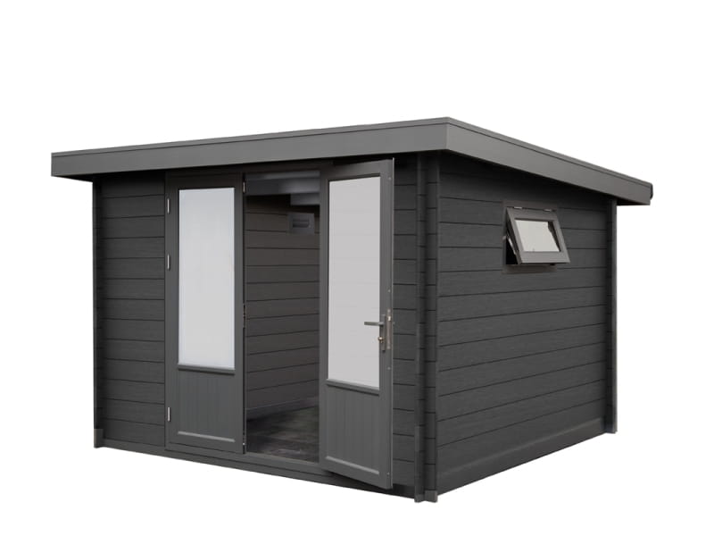 Wolff Finnhaus WPC-Haus Trend D grau mit Lounge