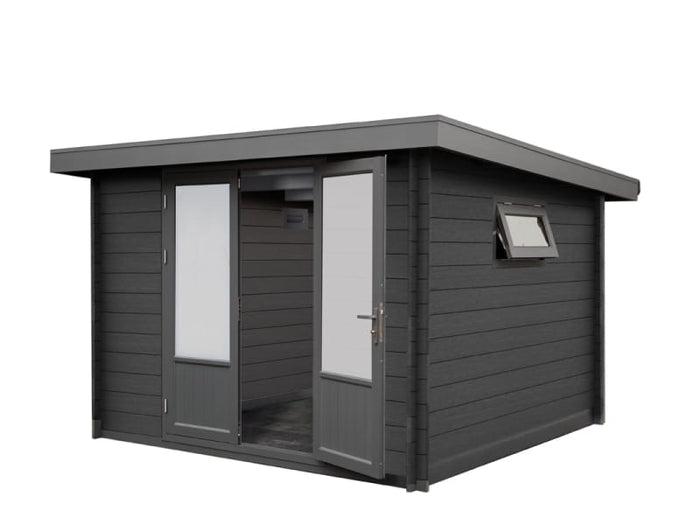 Wolff Finnhaus WPC-Haus Trend D grau mit Lounge