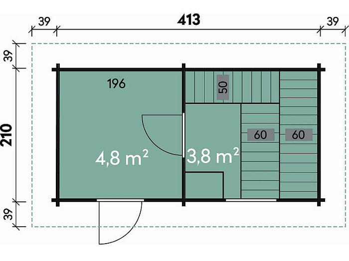 Wolff Saunahaus Mikko 70 Vollglastür
