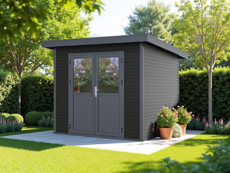 Linholm WPC Gartenhaus Linia 2424 inkl. Dachrinnen-Set, 2-farbig Grau/Anthrazit