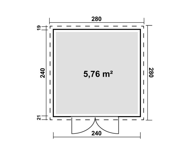 WPC Gartenhaus Linia 2424 inkl. Dachrinnen-Set, 2-farbig Grau/Anthrazit
