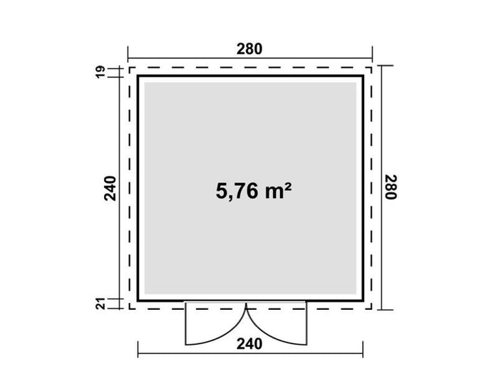 Linholm WPC Gartenhaus Linia 2424 inkl. Dachrinnen-Set, 2-farbig Grau/Anthrazit