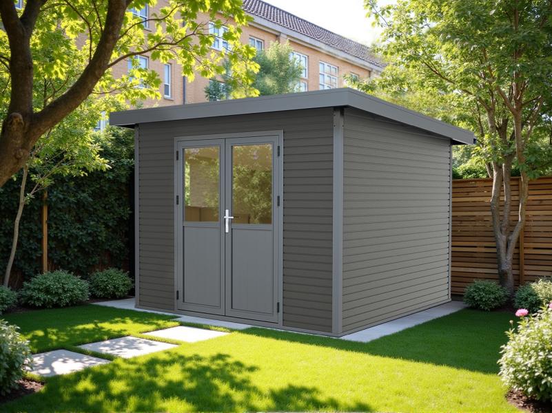 WPC Gartenhaus Linia 2828 inkl. Dachrinnen-Set, 2-farbig in Grau/Anthrazit