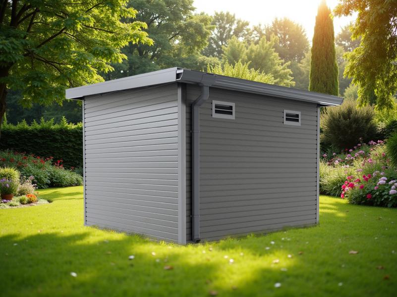 WPC Gartenhaus Linia 2828 inkl. Dachrinnen-Set, 2-farbig in Grau/Anthrazit