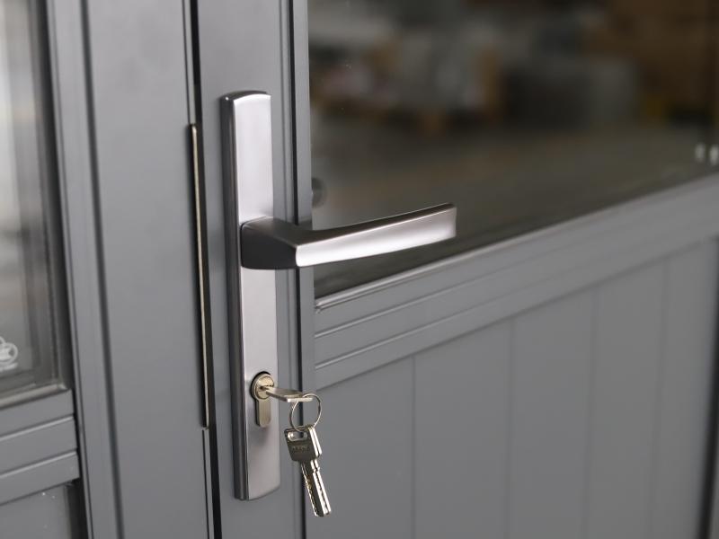 WPC Gartenhaus Linia 5628 mit Anbaudach und Rückwand, inkl. Dachrinnen-Set, Anthrazit