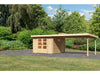 Karibu Gartenhaus Trittau 3 natur mit Anbaudach 4,4 m