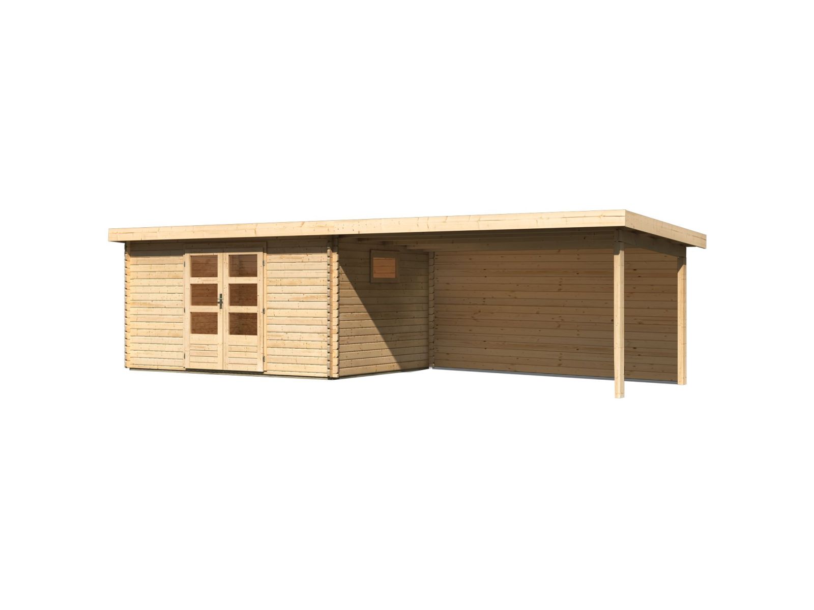 Karibu Gartenhaus Trittau 5 inkl. Anbaudach 4,4 m mit Rückwand