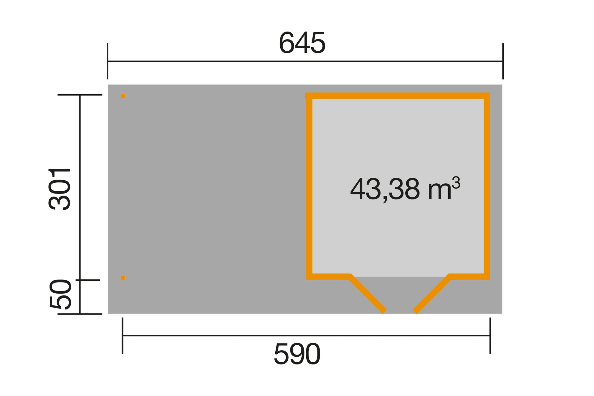 Weka Gartenhaus 126 Gr. 2 in anthrazit mit Anbaudach 300 cm