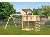 Karibu Spielturm Anna + Doppelschaukel + Anbauplattform + Kletterwand