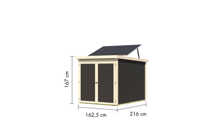 Karibu Fahrradgarage 3, terragrau, mit Solarpaket