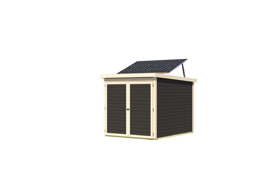 Karibu Fahrradgarage 3, terragrau, mit Solarpaket