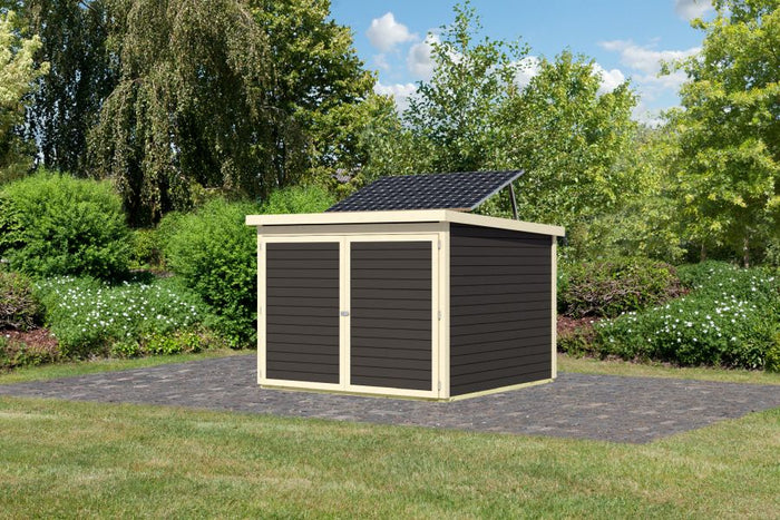 Karibu Fahrradgarage 4, terragrau, mit Solarpaket