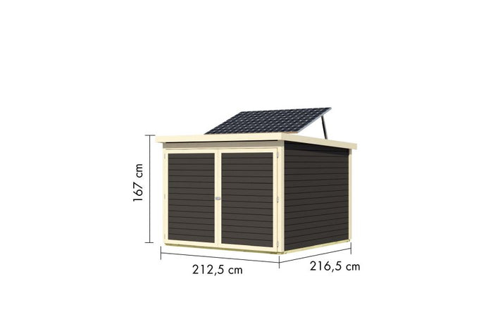 Karibu Fahrradgarage 4, terragrau, mit Solarpaket