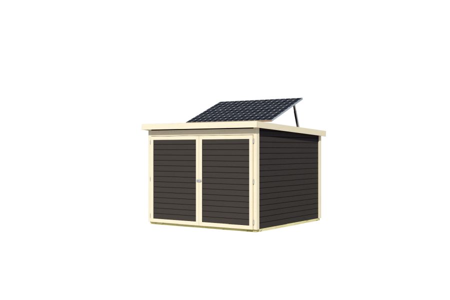 Karibu Fahrradgarage 4, terragrau, mit Solarpaket