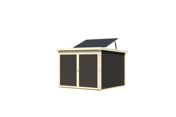 Karibu Fahrradgarage 4, terragrau, mit Solarpaket