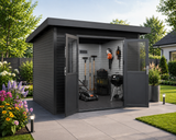 Linholm WPC Gartenhaus Linia 2828 inkl. Dachrinnen-Set, 2-farbig in Grau/Anthrazit