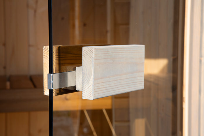 Wolff Finnhaus Saunafass Clas 2113 Bausatz mit schwarzen Dachschindeln
