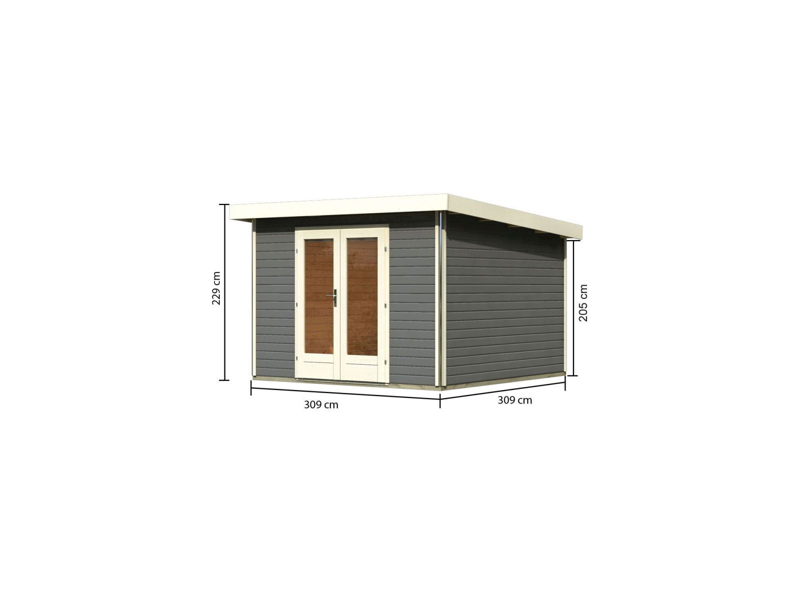 Karibu Gartenhaus Radeburg 1 terragrau 40 mm