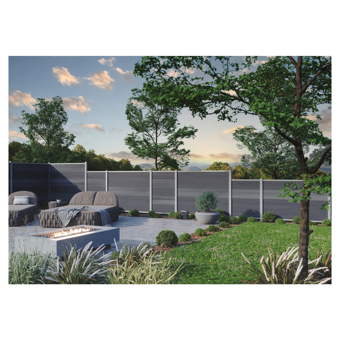 T&J WPC Zaun Elze Anbaufeld (Komplettset) – Anthrazit, Pfosten 240 cm