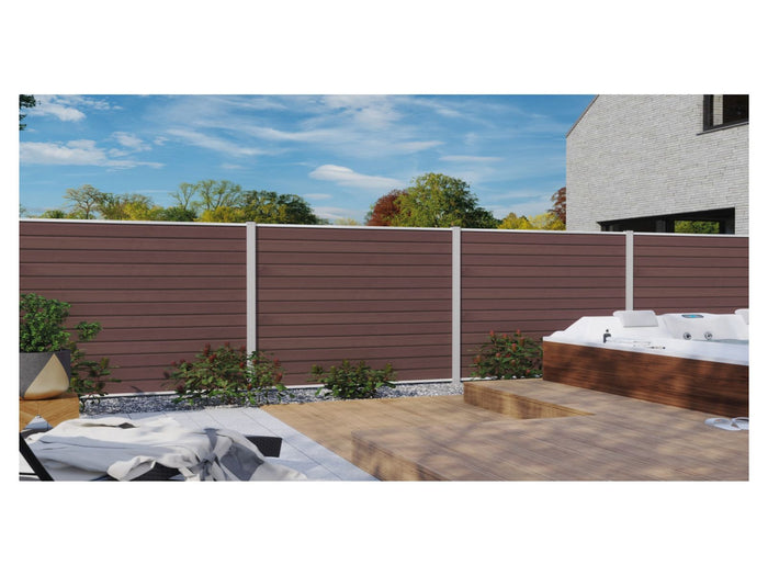 T&J WPC Zaun Wollbach Anbaufeld (Komplettset) – Mokka, Pfosten 240 cm
