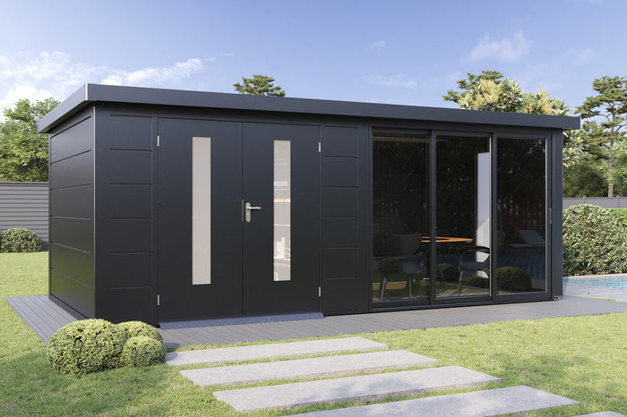 Wolff Finnhaus Seitenwand mit Fenster Doppelglas Terrasse 30