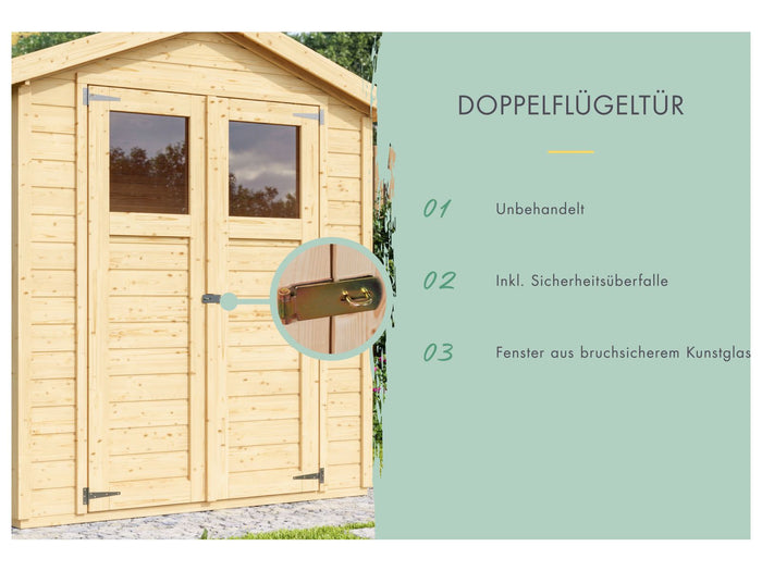Karibu Gerätehaus Dahme natur 14 mm