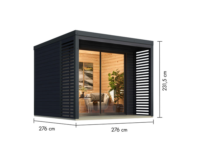 Karibu Hybrid Gartenhaus Saturn B, anthrazit/anthrazit, 38 mm, inkl. Fußboden