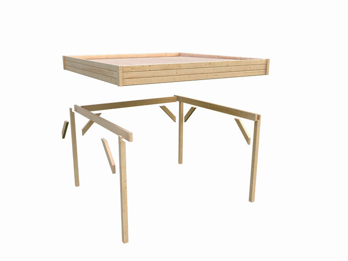 Karibu Pavillon Cubeco im Set mit 1 Verlängerung, natur