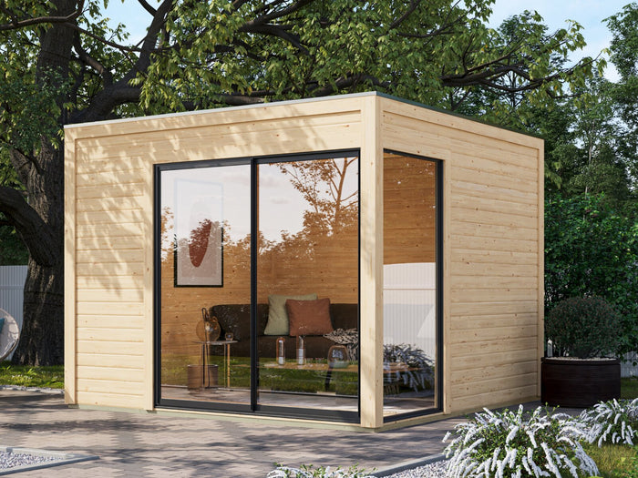 Karibu Studio Dice 1 natur, 38 mm, inkl. Fußboden und Schiebetür