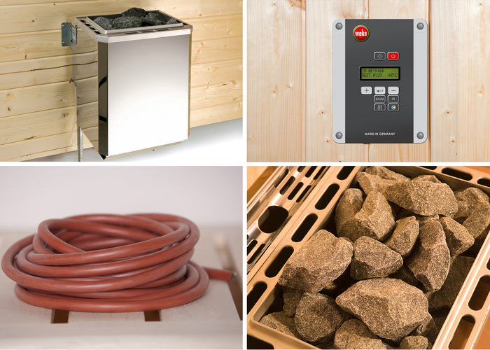 Weka Premium-Massivholzsauna Turku 1 GTF Sparset 1 inkl. 7,5 kW Sauna-Ofen
