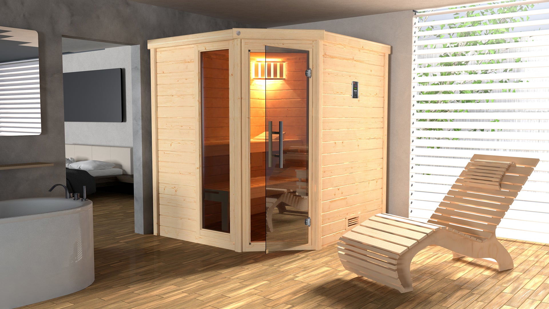 Weka Massivholzsauna Turku 1 GTF, inkl. 9 kW Ofen Kompakt integr. Steuerung