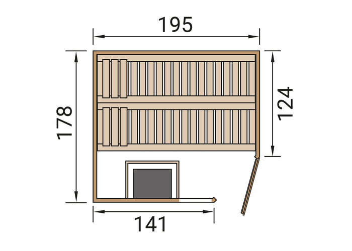 Weka Massivholzsauna Turku 1 GTF, inkl. 9 kW Ofen Kompakt integr. Steuerung